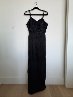 Maxwell vintage 100% silk maxi dress with beaded embellished bodice and straps